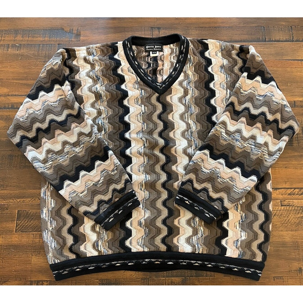 VTG Mens Patrick James Signature Collection Sweater Pullover Multi Color Sz XL